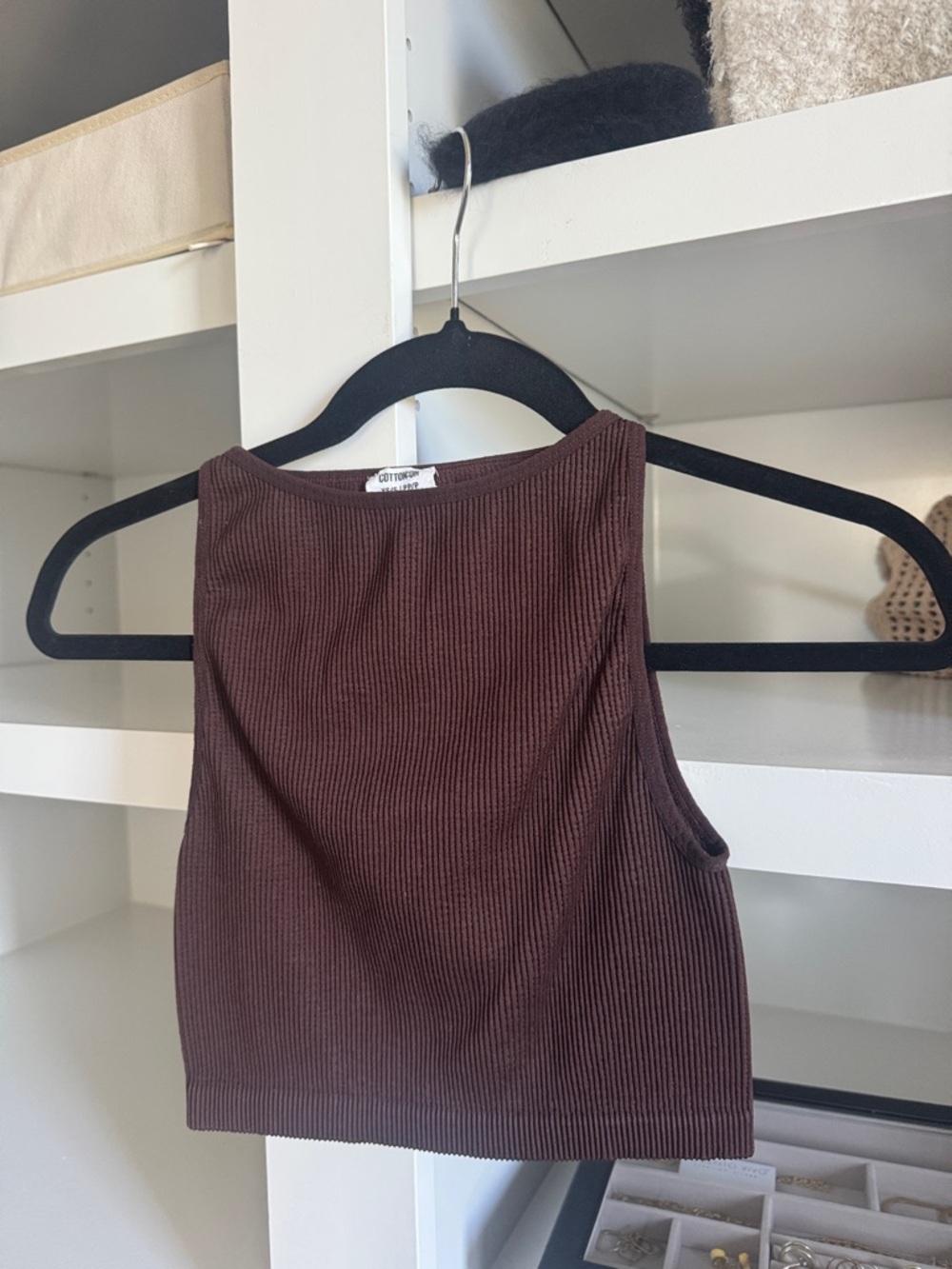 Cotton On XS  High-Neck Crop Tank Top - Brown